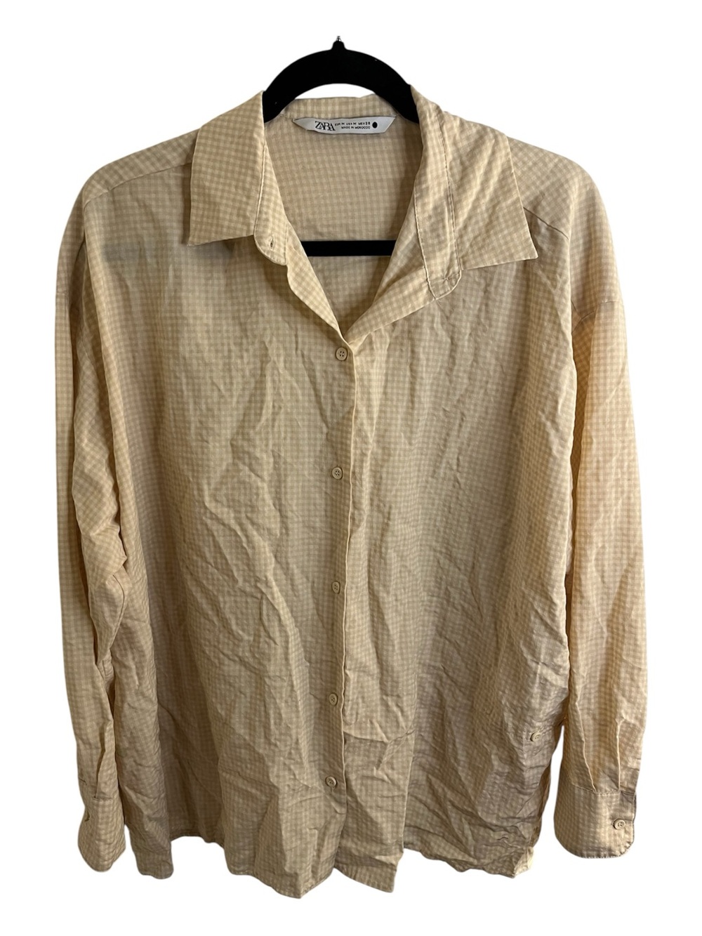 Zara Oversized Yellow & White Gingham Button-Up Shirt